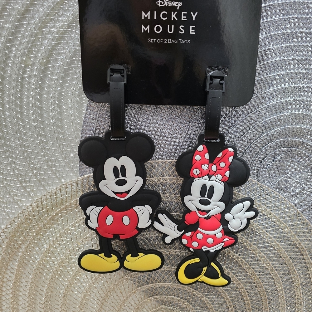 Disney Mickey & Minnie PVC Bag Tags - Black, Red & Yellow